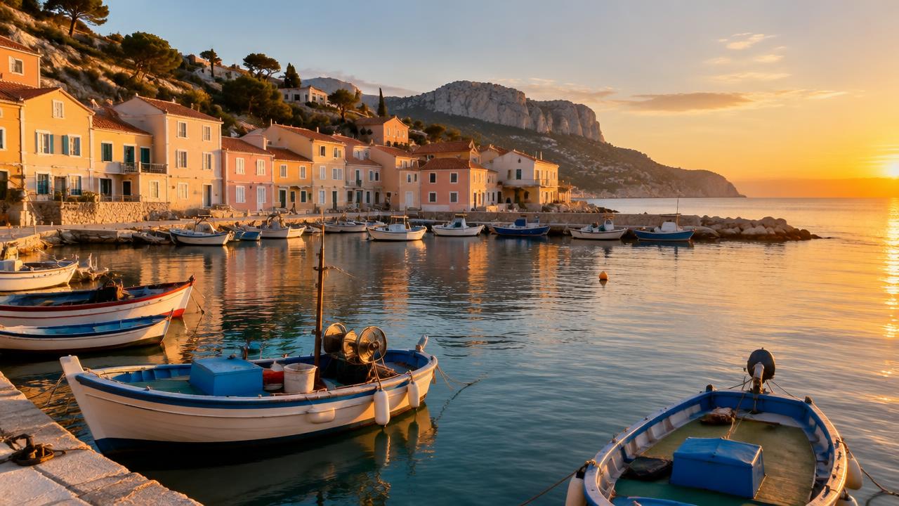 Le port de l'Estaque au coucher du soleil