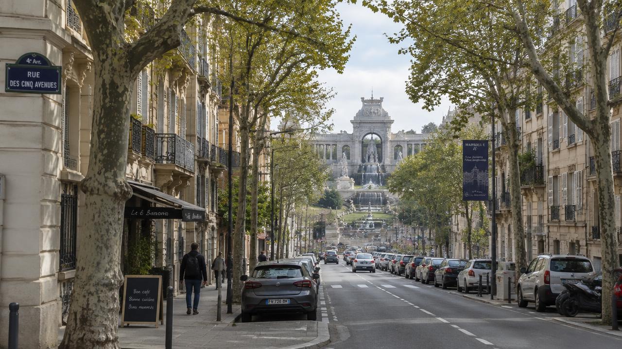 Rue arborée du 4e arrondissement près du palais Longchamp
