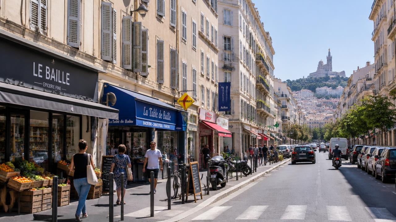 Rue commerçante du quartier Baille